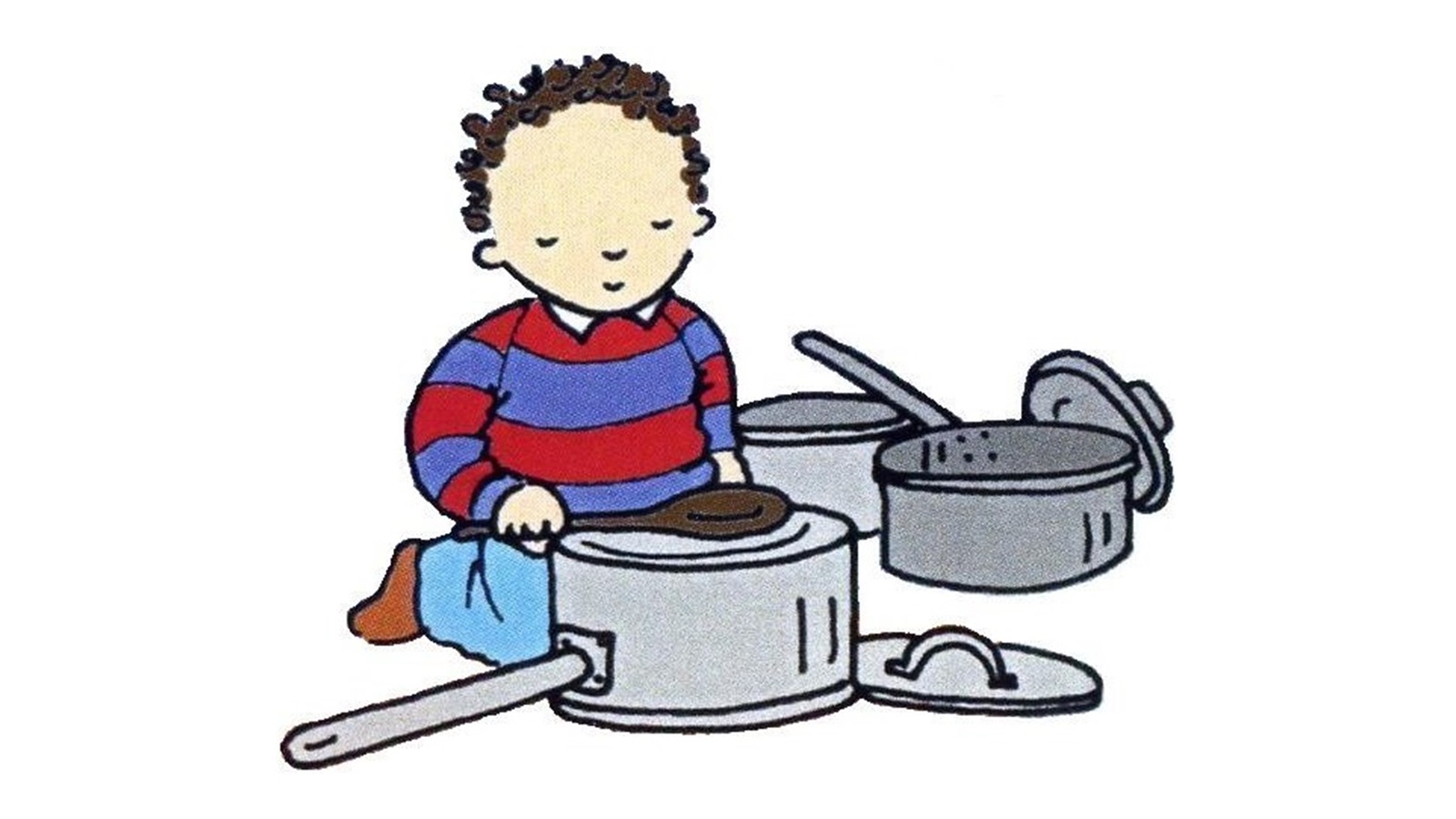 baby playing with pots