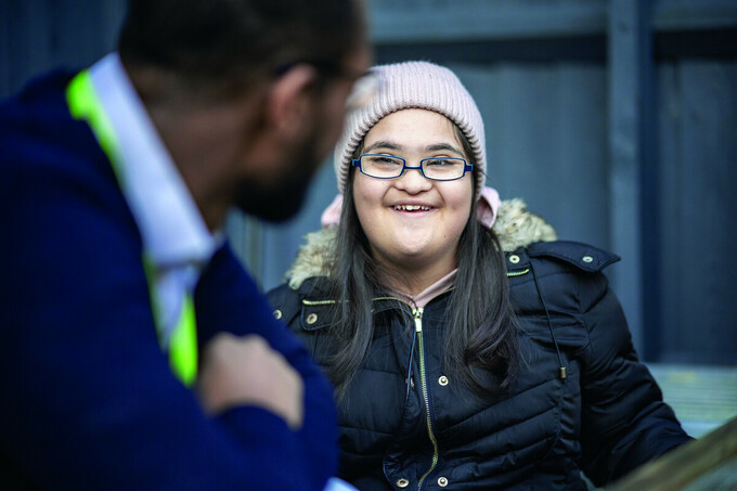 Girl with social worker